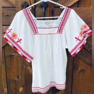 Madewell boho style shirt with embroidered flowers size xxs